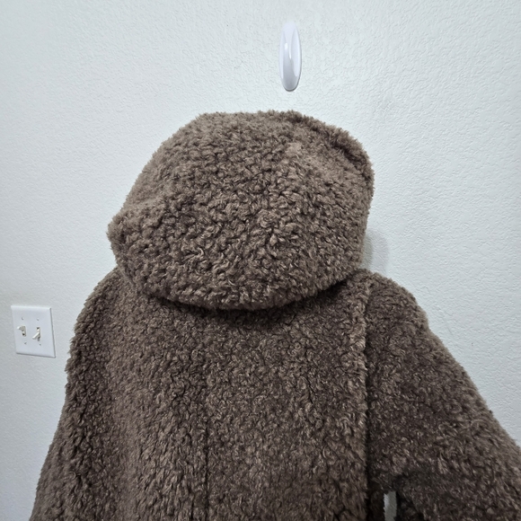 Lit Cozy Teddy Hooded Brown Jacket Size L - Picture 5 of 11
